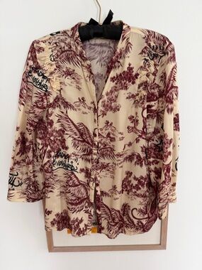 Zadig & Voltaire made in Italy graphic print 3/4 sleeve blouse S
